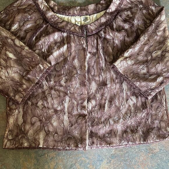 Anthropologie Moth Cashmere Lambs Wool Lace Blouse XL - Picture 1 of 8